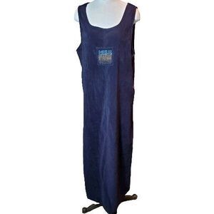 Vintage CDC Wear Navy Suede Maxi Dress Size 10